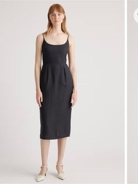 Quince 100% European Linen Scoop Neck Midi Dress